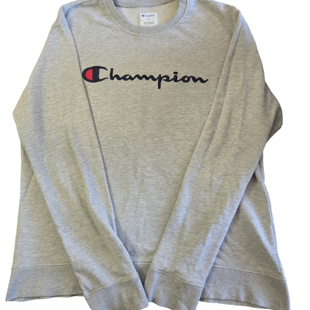 Champion Crewneck Sweatshirt Gray Authentic Athleticwear Logo Size L